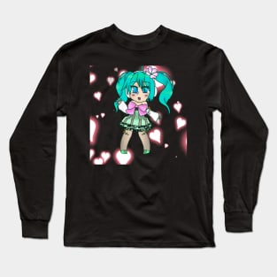 Hatsune Miku Colorful Gumdrop, chibi ver. Long Sleeve T-Shirt